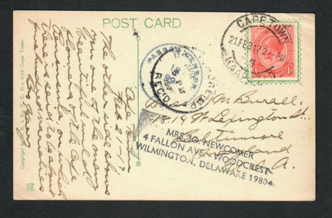 SOUTH AFRICA 1917 Postcard to USA. Censor cachet. - 32339 image 0