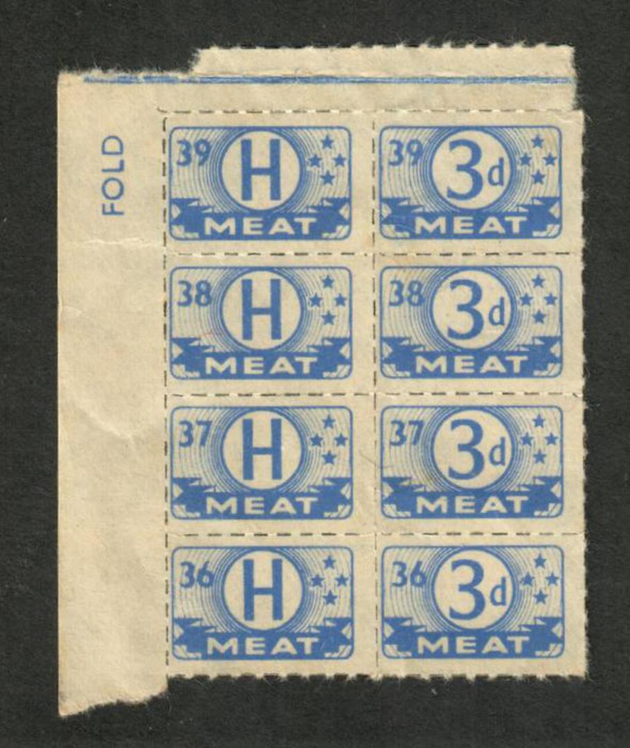 NEW ZEALAND Ration Coupons Meat. Block of 8. - 77203 - Cinderellas image 0