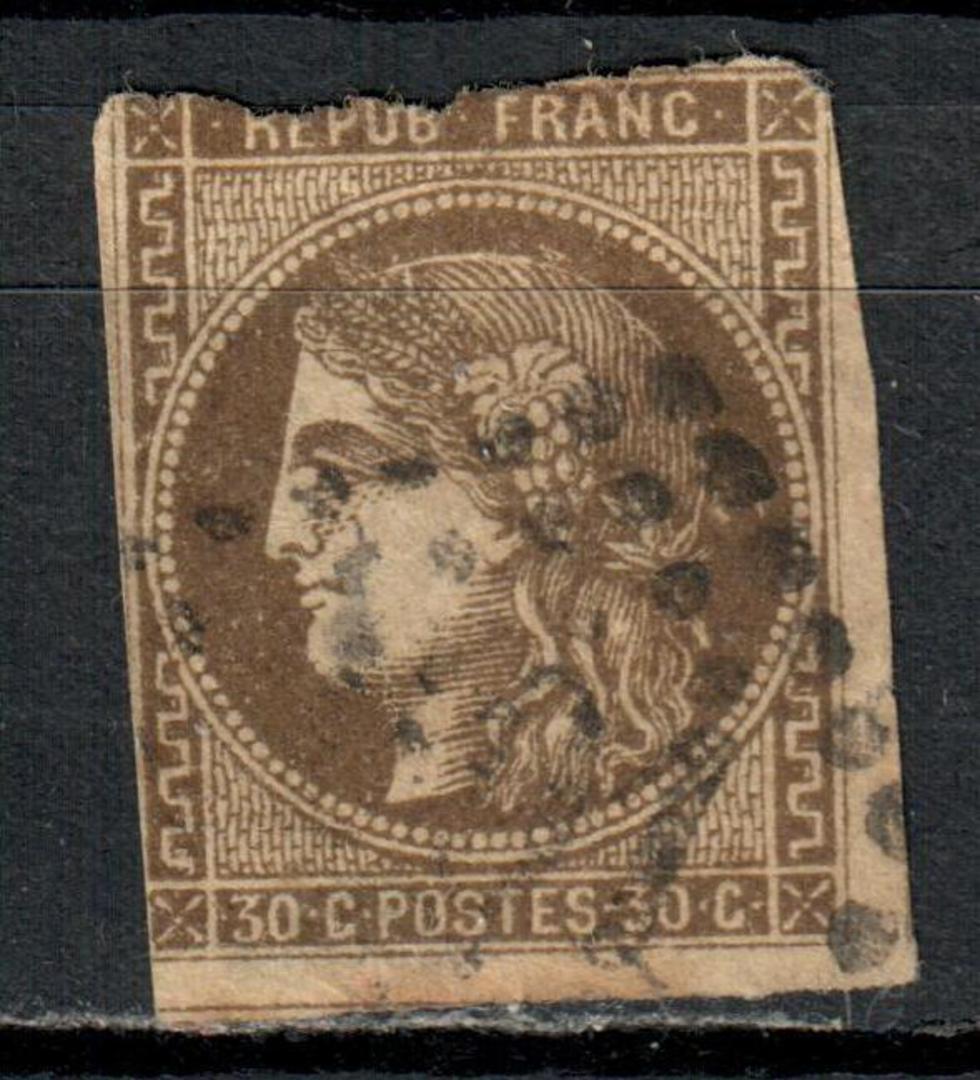 FRANCE 1870 Definitive 30c Deep Brown.  Litho at Bordeaux, which was the seat of French Government during the Seige of Paris. Th image 0