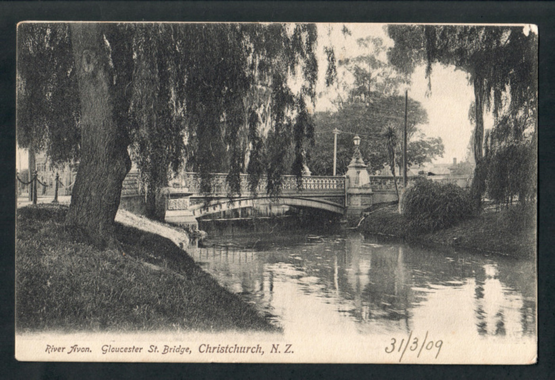 Postcard of Gloucester Street Bridge River Avon Christchurch. - 248359 - Postcard image 0