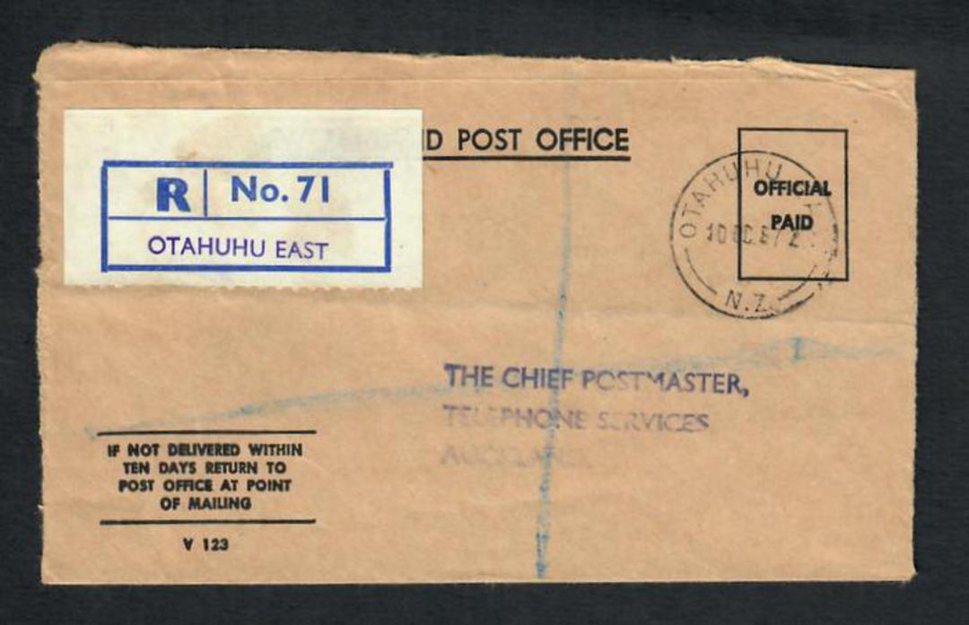NEW ZEALAND 1967 Registered Letter Official Paid from Otahuhu East to Auckland. - 31527 - PostalHist image 0