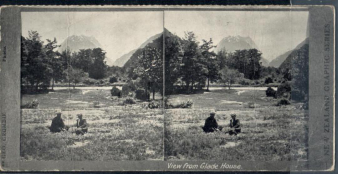 Stereo card New Zealand Graphic series of view from Glade House. - 140041 - Postcard image 0