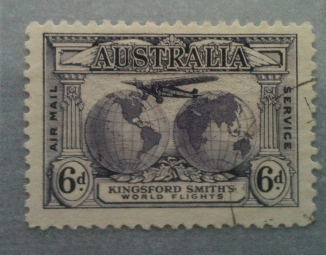 AUSTRALIA 1931 Air 6d Sepia. Nice postmark and perfs. - 12 - FU image 0