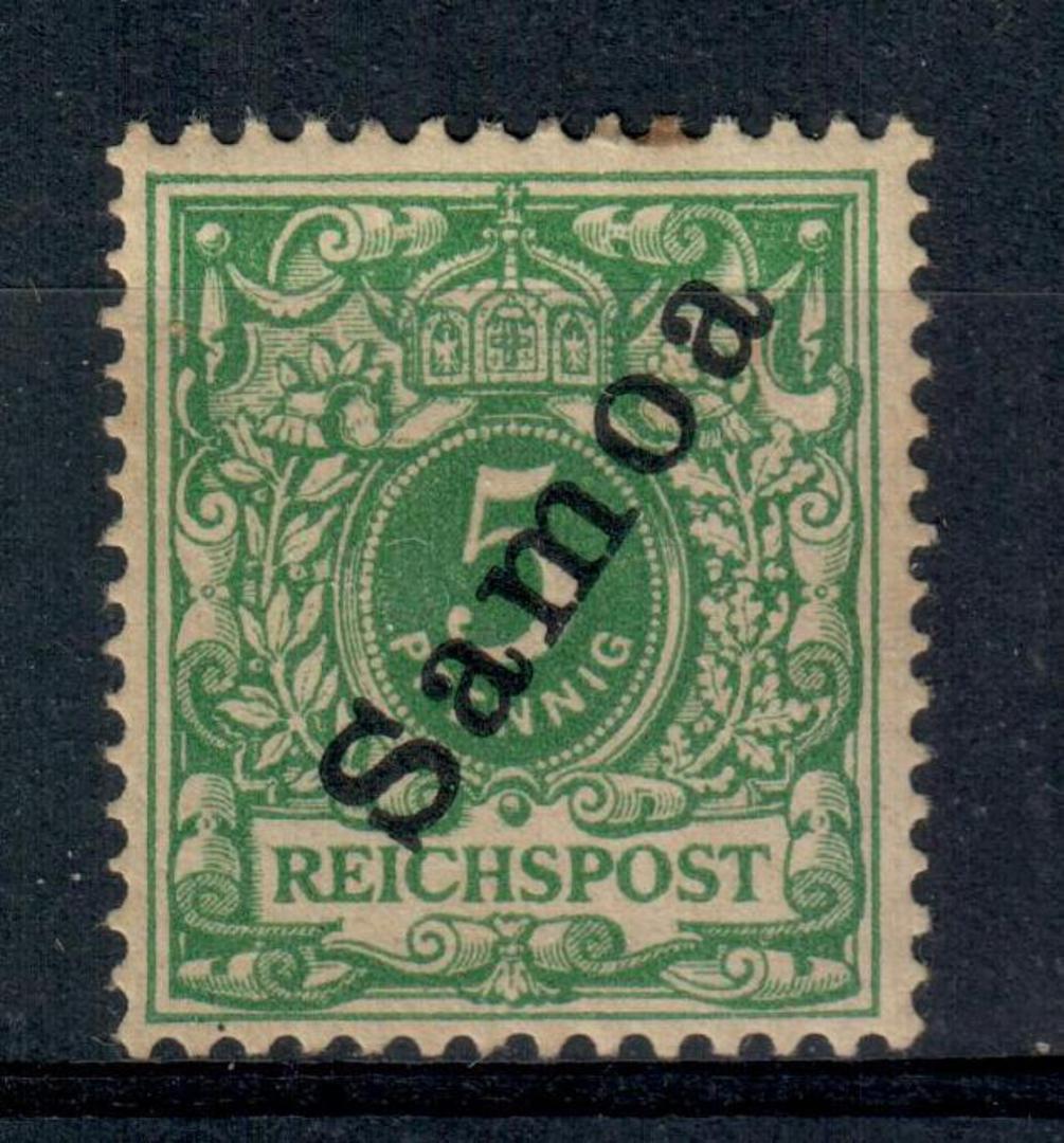 SAMOA 1900 Definitive 5pf Green. Very lightly toned copy. Well centred with good perfs. - 21399 - LHM image 0