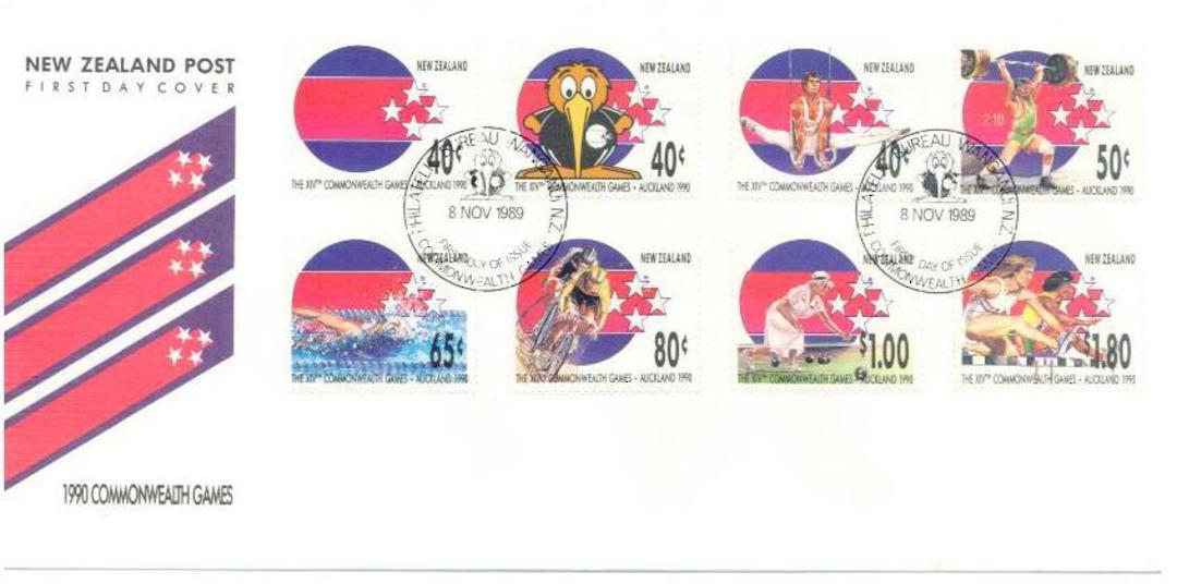 NEW ZEALAND 1989 Commonwealth Games. Set of 8 on first day cover. - 520907 - FDC image 0