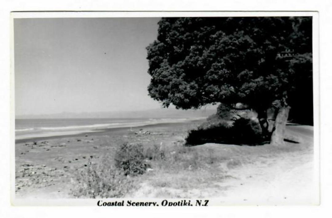 Real Photograph by N S Seaward of Coastal Scenery Opotiki. The same card in tinted (#46339) is entitled Waiotahi Beach. - 46338 image 0