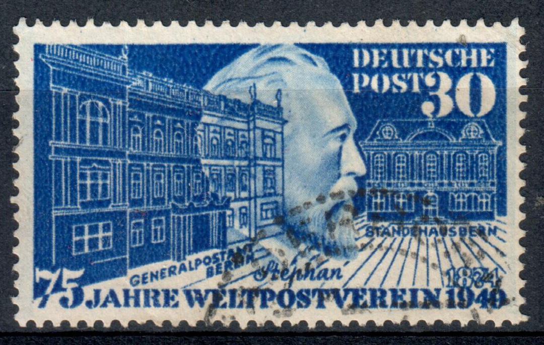 WEST GERMANY 1949 75th Anniversary of the Universal Postal Union 30pf Ultramarine. - 72137 - VFU image 0