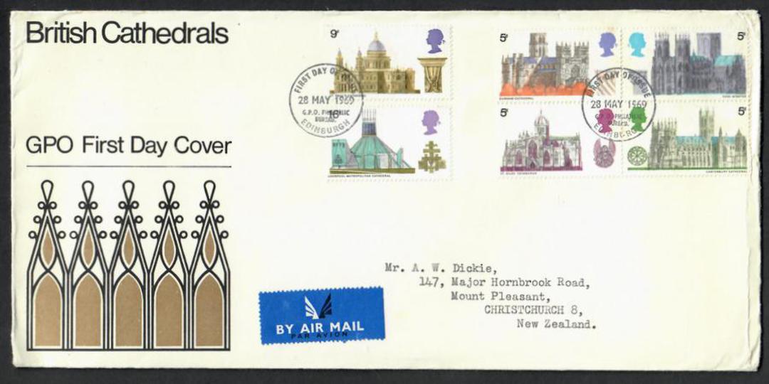 GREAT BRITAIN 1969 Cathedrals. Set of 6 on first day cover. - 131829 - FDC image 0