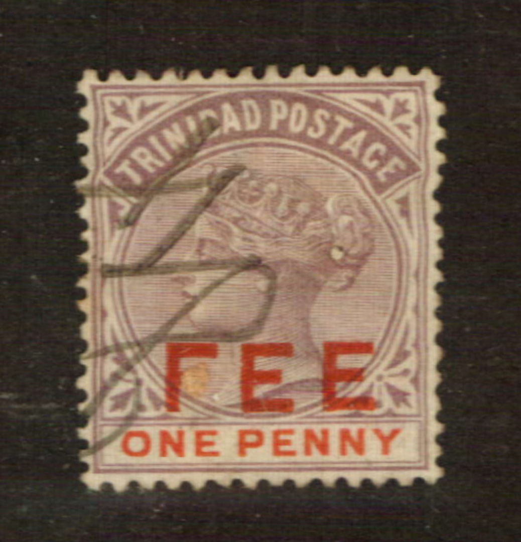 TRINIDAD 1887 Victoria 1st Fee 1d Lilac and Red. Major error. Bar missing on the F. Unlisted. Spectacular. - 76128 - Used image 0