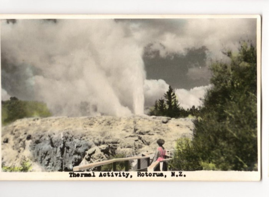 Tinted Postcard by N S Seaward of Thermal Activity Rotorua. - 46194 - Postcard image 0
