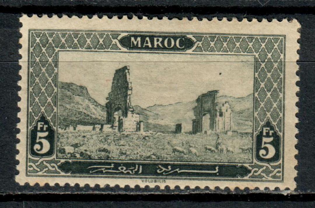 FRENCH MOROCCO 1917 5fr Blackish Green. Good perfs. Gum disturbance from hinge otherwise fine. - 71210 - Mint image 0