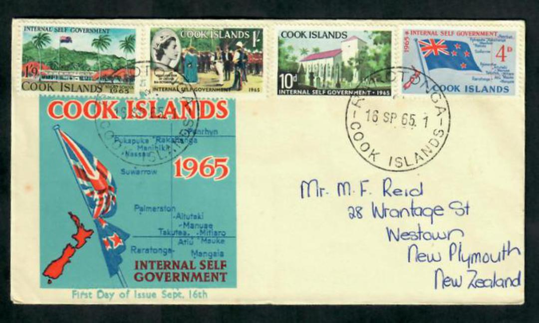 COOK ISLANDS 1965 Internal Self-Government. Set of 4 on first day cover. - 30600 - FDC image 0