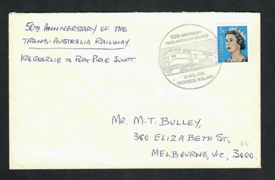 AUSTRALIA  1967 50th Anniversary of the Trans-Australia Railway. Special Postmark on cover. - 32258 - PostalHist image 0