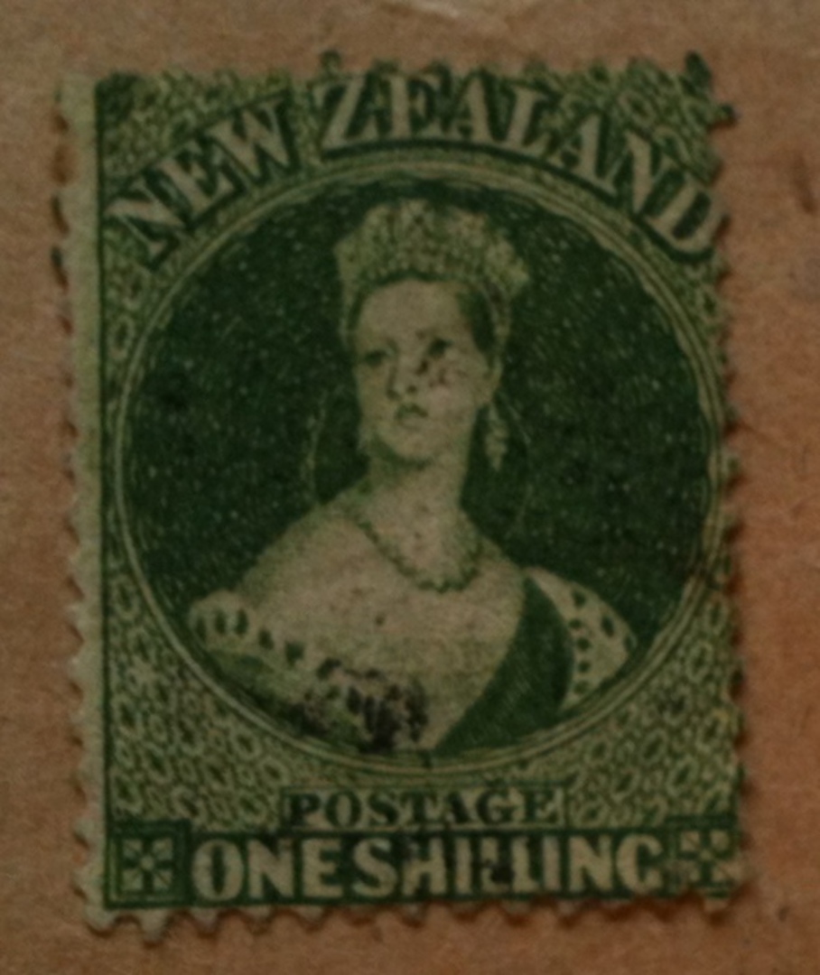 NEW ZEALAND 1862 Full Face Queen 1/- Green. Perf 13 at Dunedin. Finest copy. - 74125 - VFU image 0