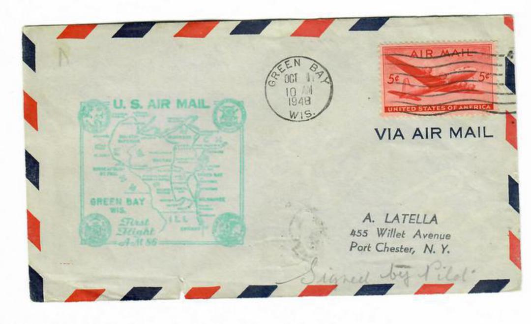 USA 1948 Internal First Flight Cover from Green Bay to Saint Paul. Signed by the Pilot. image 0