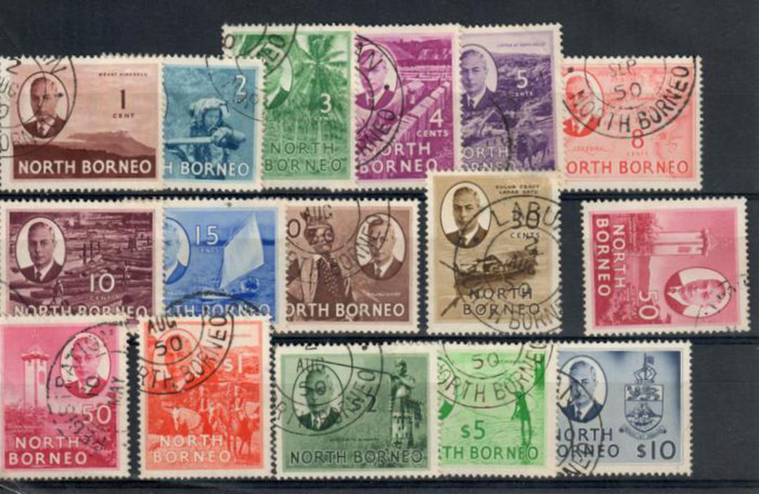 NORTH BORNEO 1950 Geo 6th Definitives. Set of 16, including both spellings of the 50c. - 20458 - VFU image 0