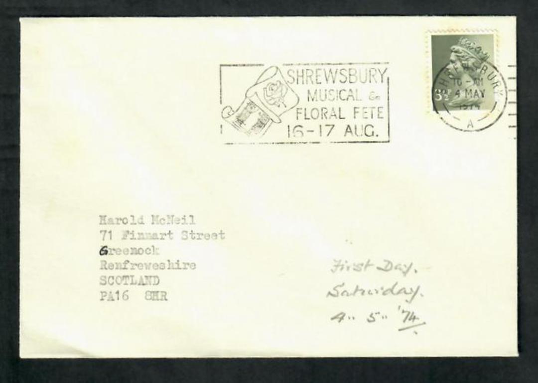 GREAT BRITAIN 1974 Special Postmark. Shrewsbury Musical and Floral Fete. - 30325 - Postmark image 0