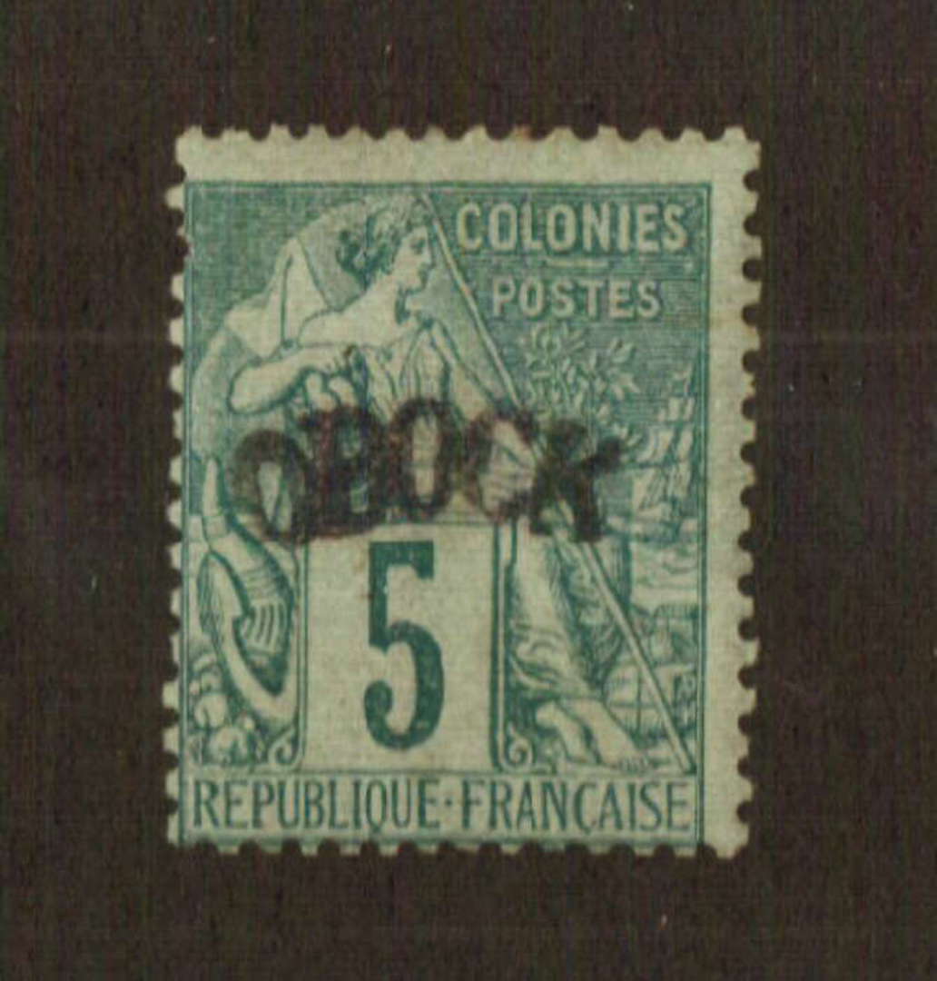 OBOCK 1892 Definitive 5c Green on pale green. The first surcharge. - 74559 - Mint image 0