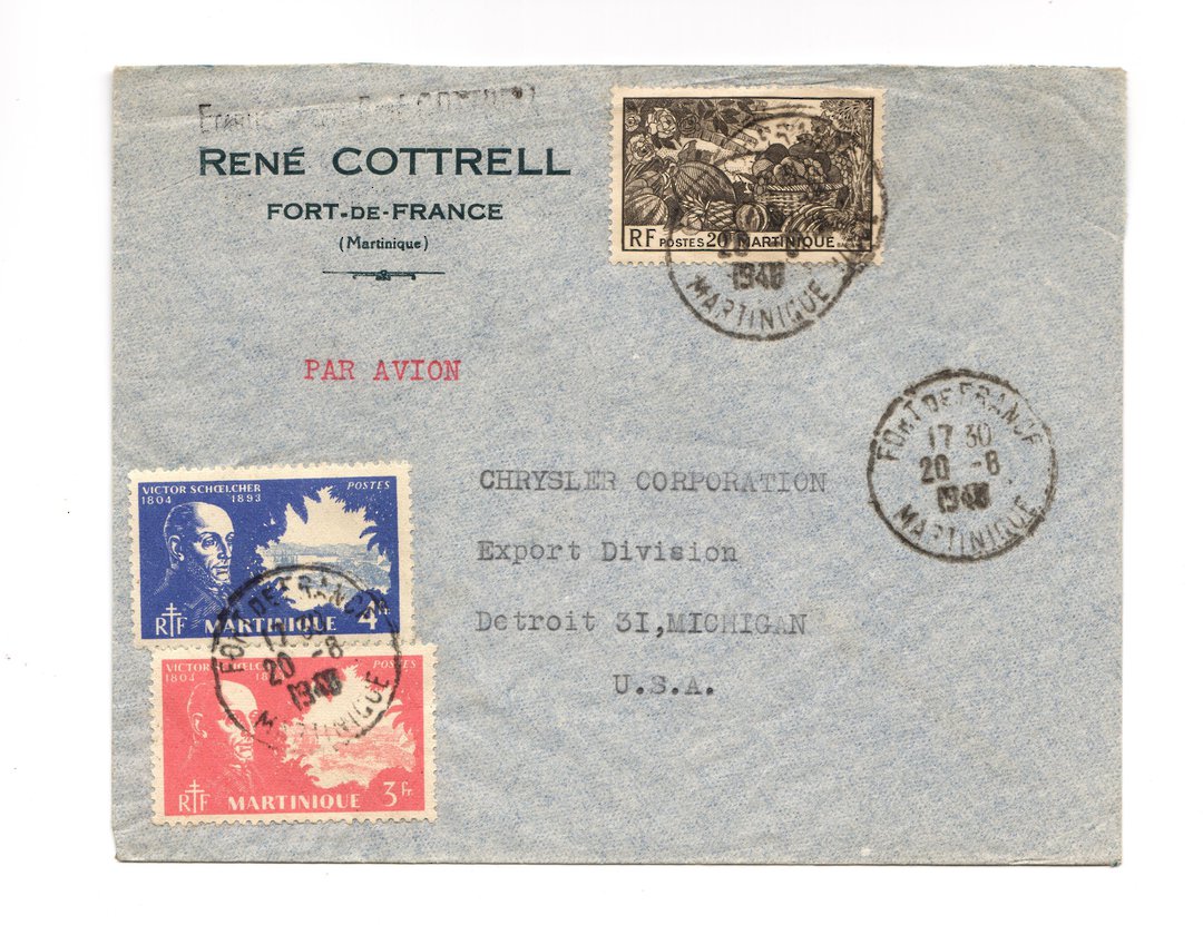 MARTINIQUE 1948 Airmail Letter from Fort de France to USA. - 37799 - PostalHist image 0
