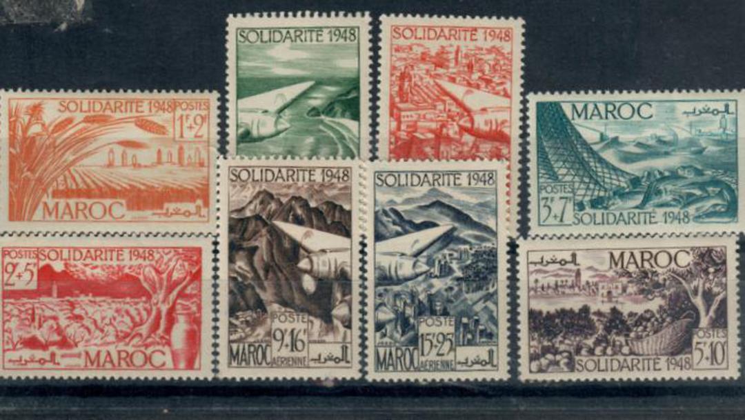 FRENCH MOROCCO 1949 Solidarity Fund. Set of 8. - 21477 - Mint image 0