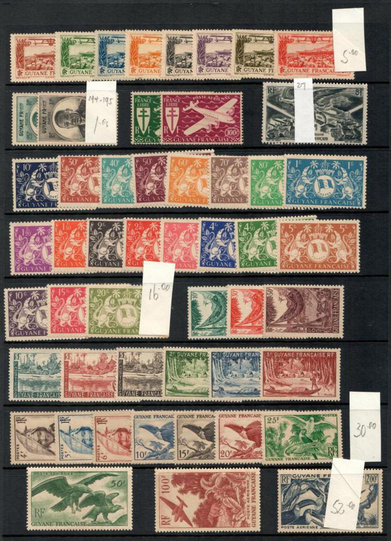 FRENCH GUIANA 1933 and following. SG 194-195 196-216 217 224-243 x 240. Catalogue value £104.00. - 100665 - Mint image 0