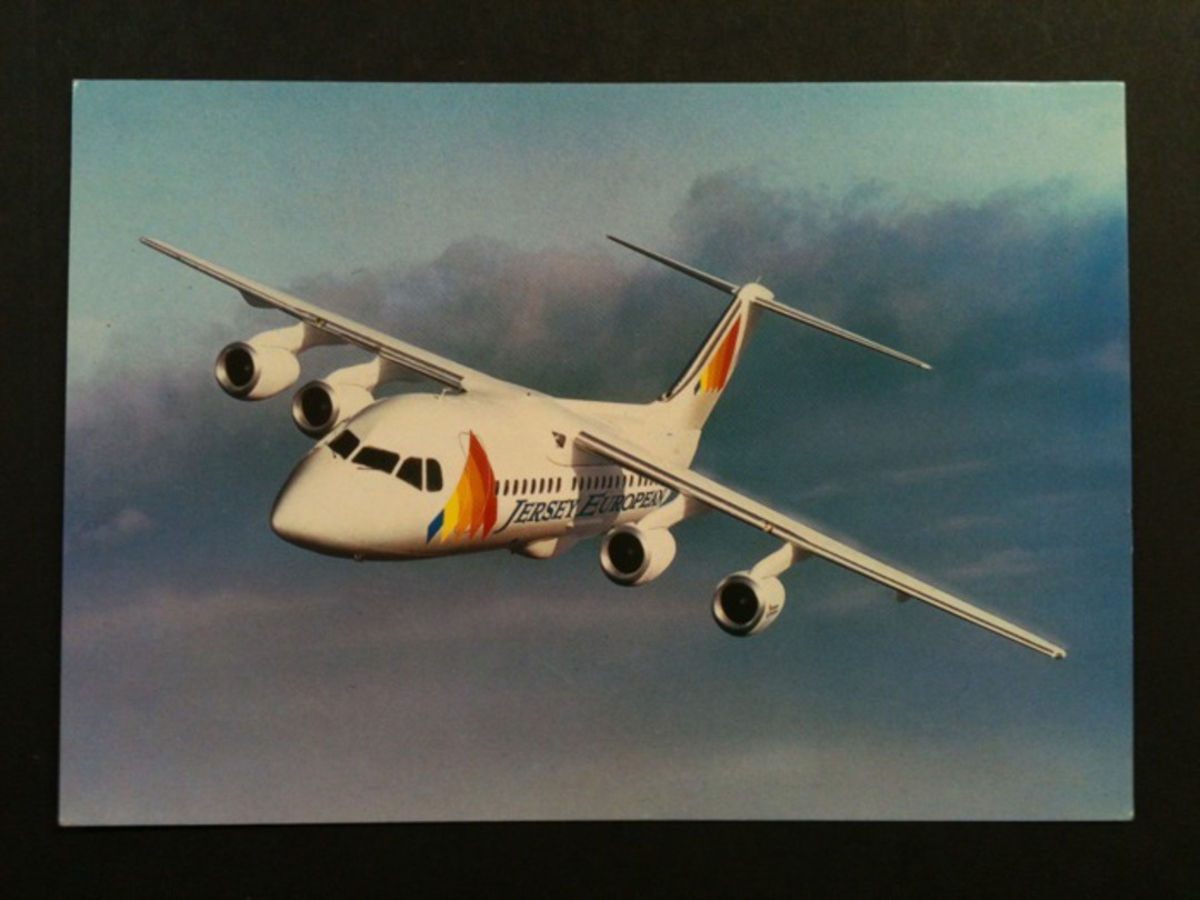 Modern Coloured Postcard of Jersey European Airways Bae 146-300 series. - 40965 - Postcard image 0