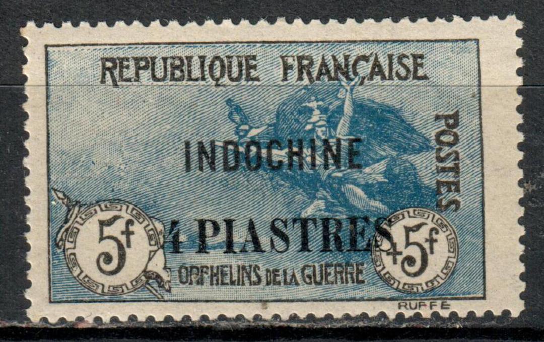 INDO-CHINA 1918 War Orphans Fund 4 piastres on 5 fr Blue and Black. Very lightly hinged. - 73709 - LHM image 0