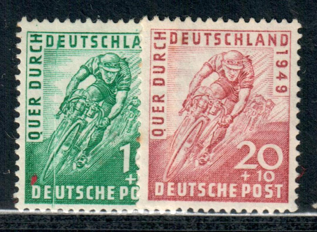 ALLIED OCCUPATION of GERMANY British and American Zones 1948 Trans-German Cycle Race. Set of 2. - 71486 - UHM image 0