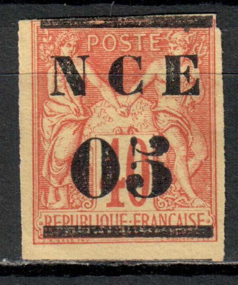 NEW CALEDONIA 1881 Definitive Surcharge 05 on 40c Red on yellow. This stamp has clear roulettes particulaly noticeable down the image 0