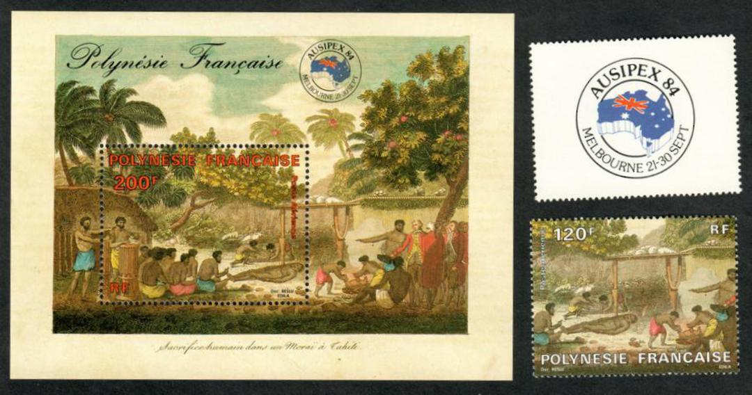 FRENCH POLYNESIA 1984 Ausipex '84 International Stamp Exhibition. Painting by John Webster. Set of 2 and miniature sheet. - 5310 image 0