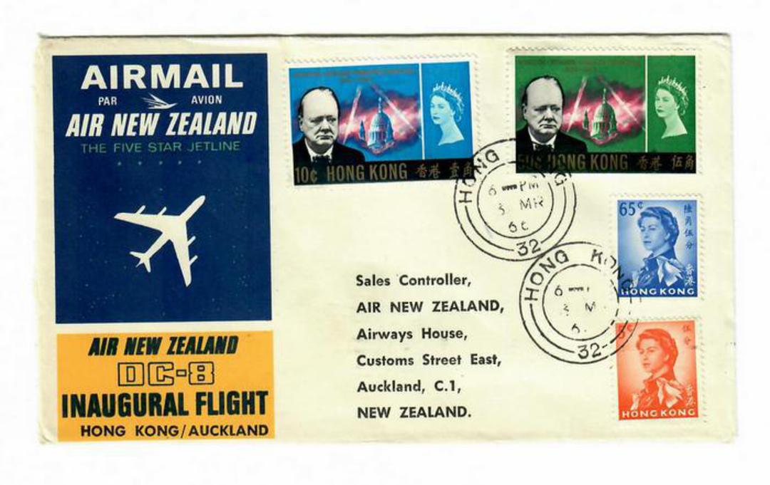 HONG KONG 1966 Air New Zealand Inaugural Flight Hong Kong to Auckland. - 30152 - PostalHist image 0