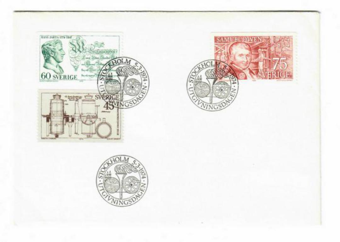 SWEDEN 1974 Anniversaries. Set of 3 on first day cover. - 30472 - FDC image 0
