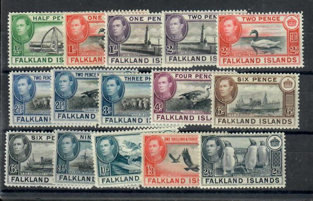 FALKLAND ISLANDS 1938 Geo 6th Definitives. Set of 15 to the 2/6d. - 21586 - LHM image 0