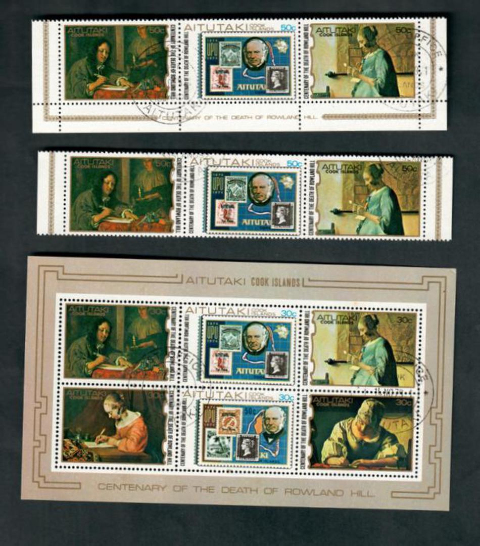 AITUTAKI 1979 Centenary of the of the Death of Sir Rowland Hill. Set of 6 and miniature sheet. - 52305 - VFU image 0