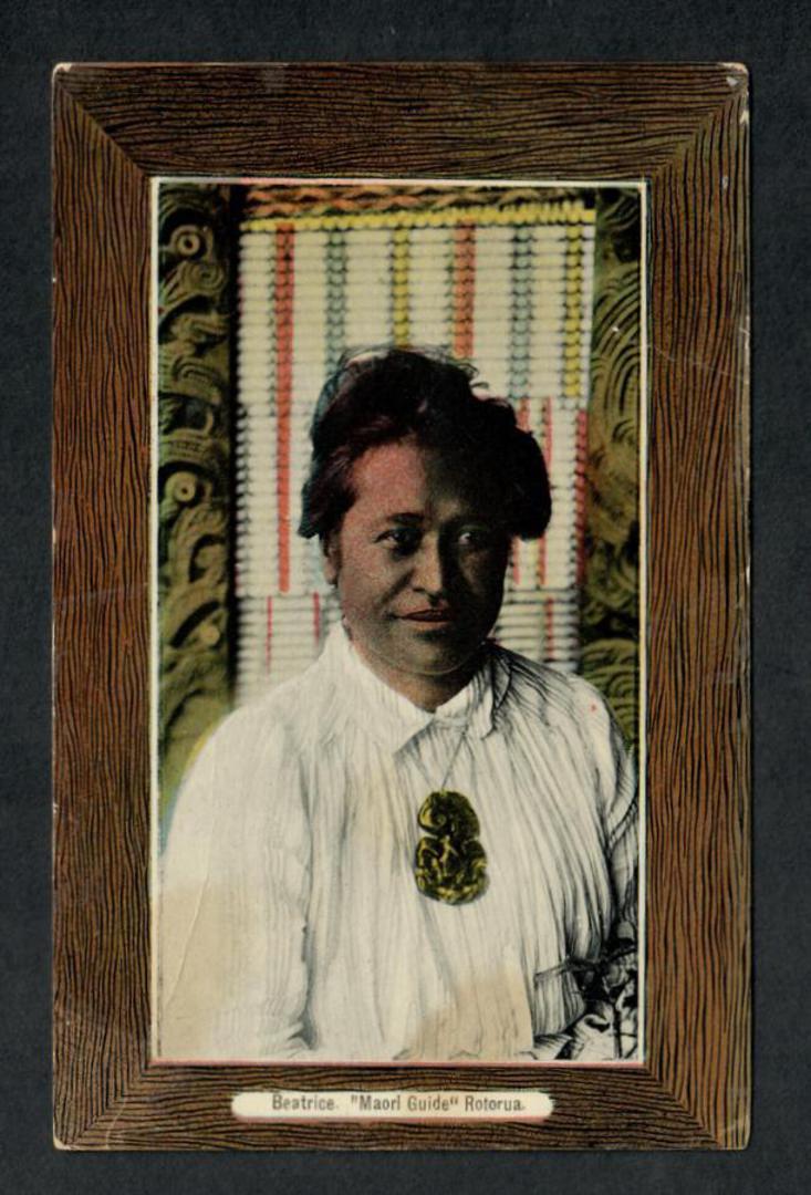 Coloured Postcard of Beatrice Maori Guide Rotorua. J B Series. - 49555 - Postcard image 0