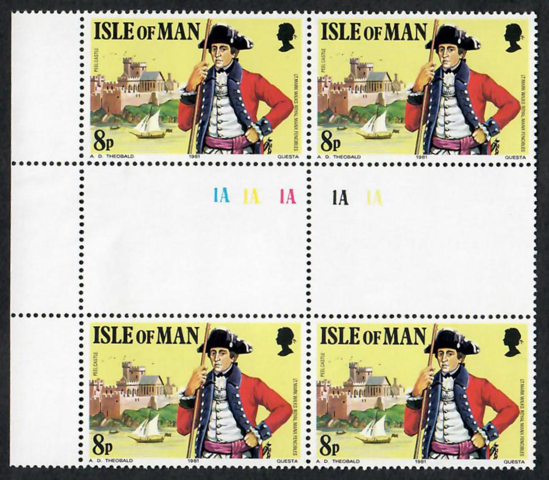 ISLE OF MAN 1981 150th Anniversary of the Death of Colonel Mark Wilks. Block of 4 in Gutter Pairs. (or Set of 4 @ $2). - 23215 - image 2