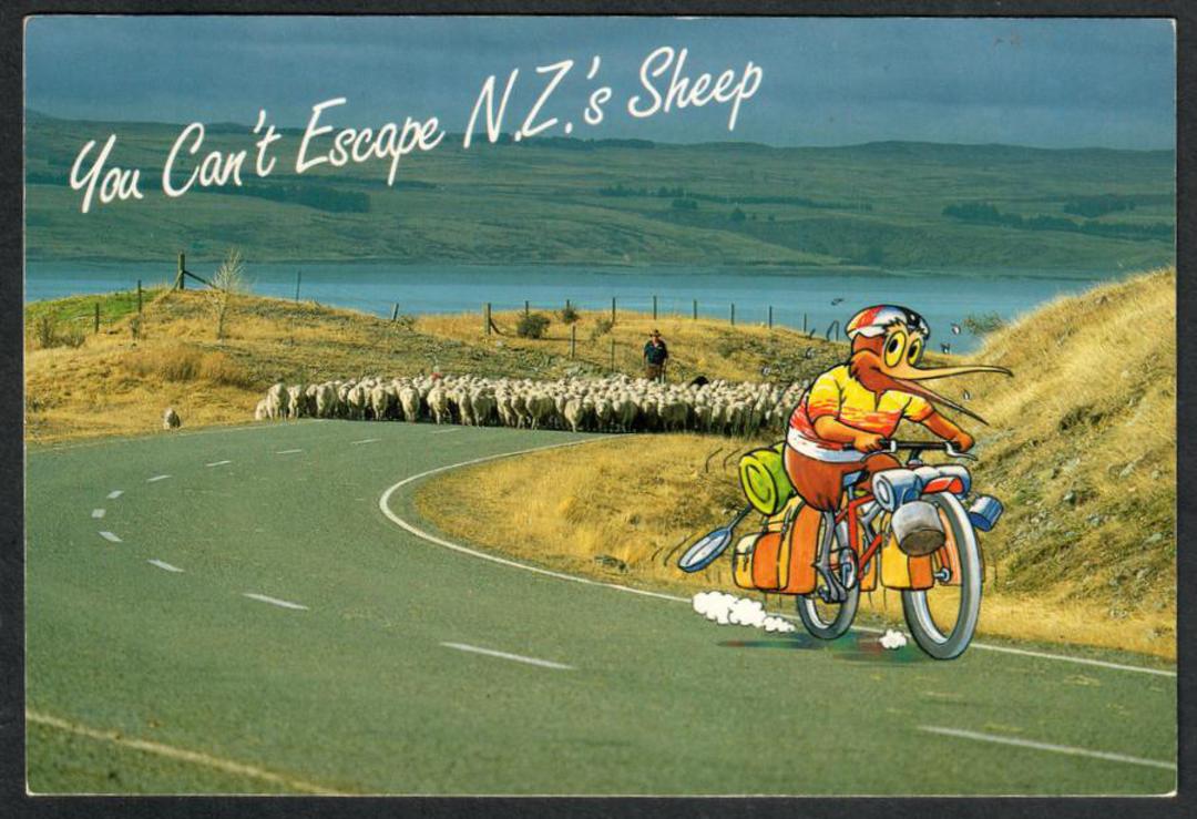 YOU Can't Escape NZ 's Sheep. Modern Coloured Postcard. - 499903 - Postcard image 0