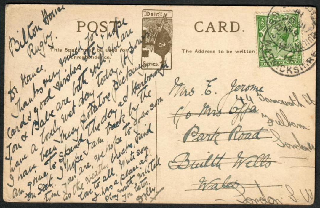 GREAT BRITAIN 1914 Postcard  from Yorkshire to Wales. Redirected. - 35240 - PostalHist image 0