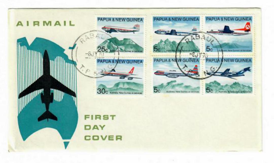 PAPUA NEW GUINEA 1970 Air Services. Set of 6 on first day cover. - 32157 - FDC image 0