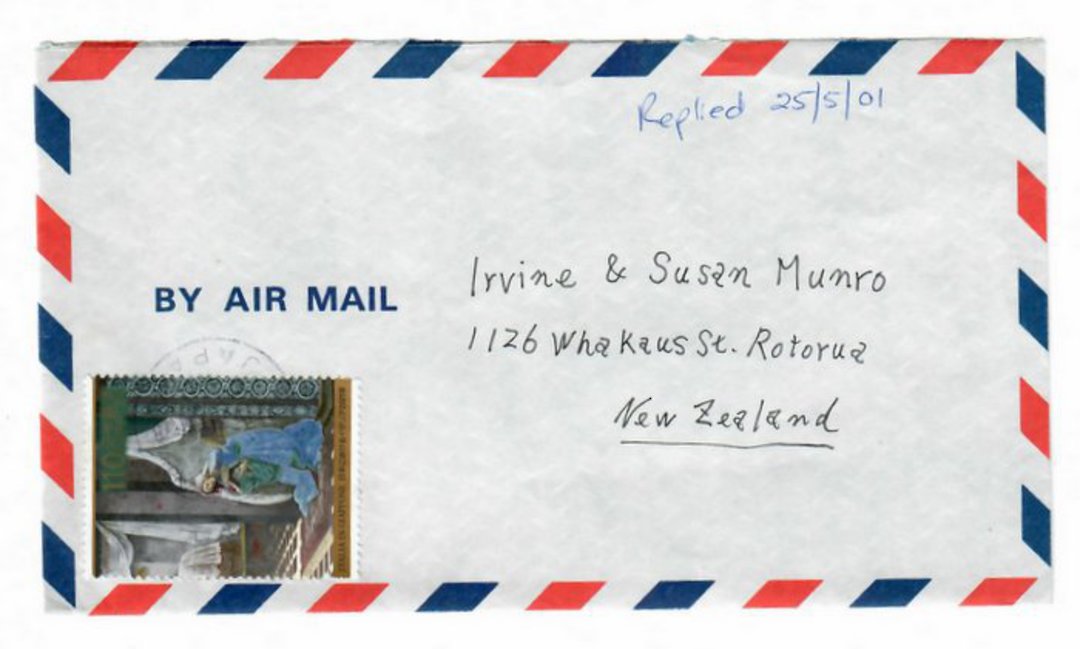 JAPAN 2001 Airmail cover to New Zealand - 32439 - PostalHist image 0
