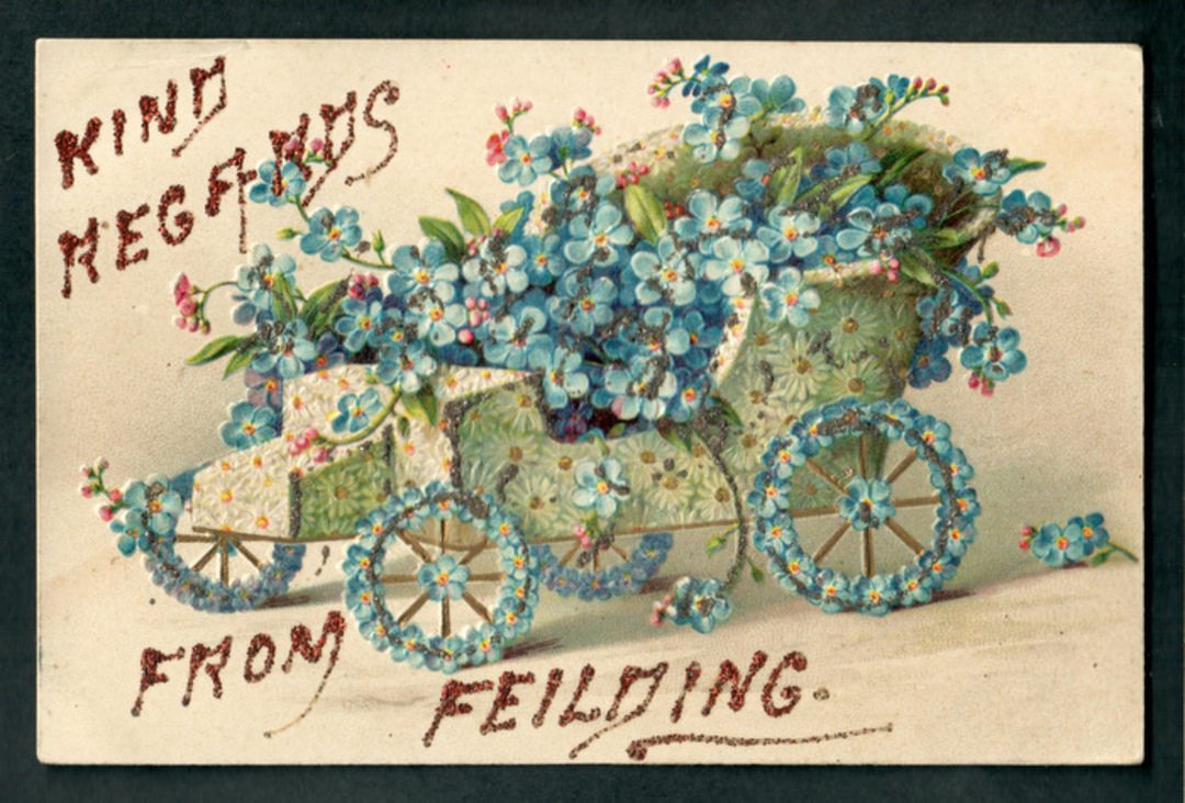 Glitter Postcard. Kind regards from Fielding. - 47269 - Postcard image 0