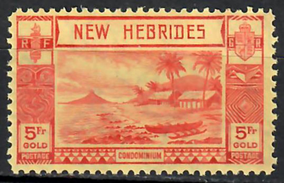 NEW HEBRIDES 1938 Definitive Geo 6th 5 franc Red on yellow. - 70847 - Mint image 0