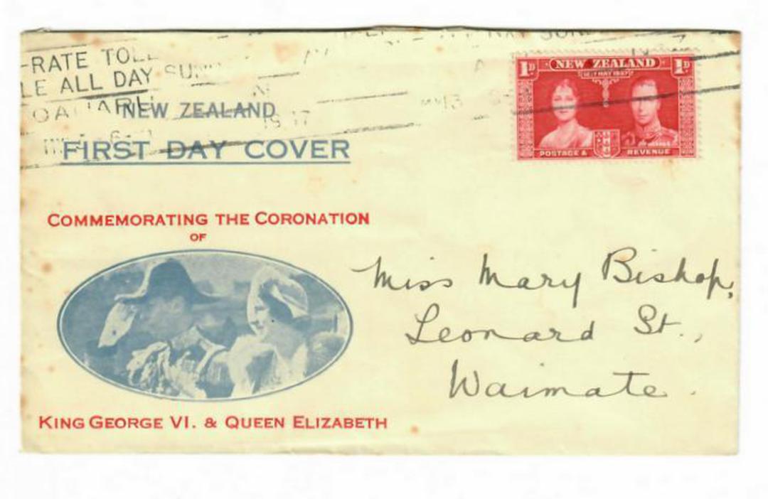 NEW ZEALAND 1937 Coronation 1d on illustrated first day cover. As per the Jones listing except that there is no Union Jack. - 31 image 0