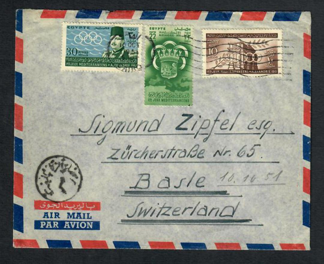 EGYPT 1951 cover to Switzerland. Games at Alexandra. - 30656 - PostalHist image 0