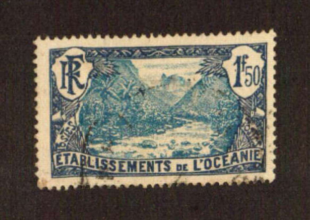 FRENCH OCEANIC SETTLEMENTS 1930 Definitive 1f 50c Blue on Blue. Well centred and good perfs. - 71156 - FU image 0