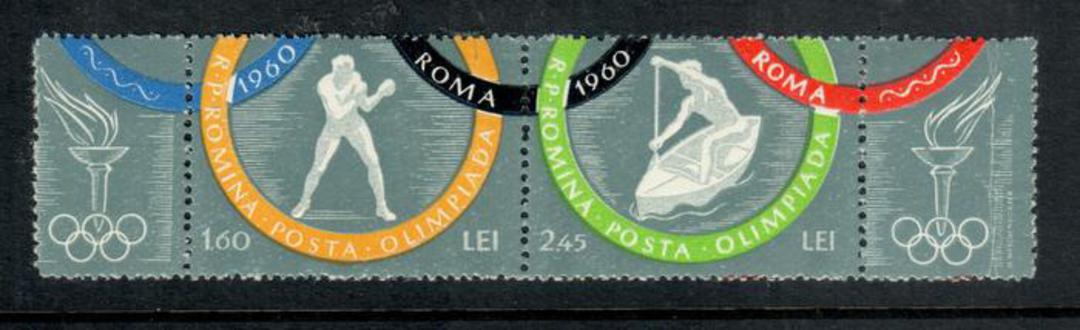 RUMANIA 1960 Olympics. Strip of 2 and 2 Labels. - 52144 - UHM image 0