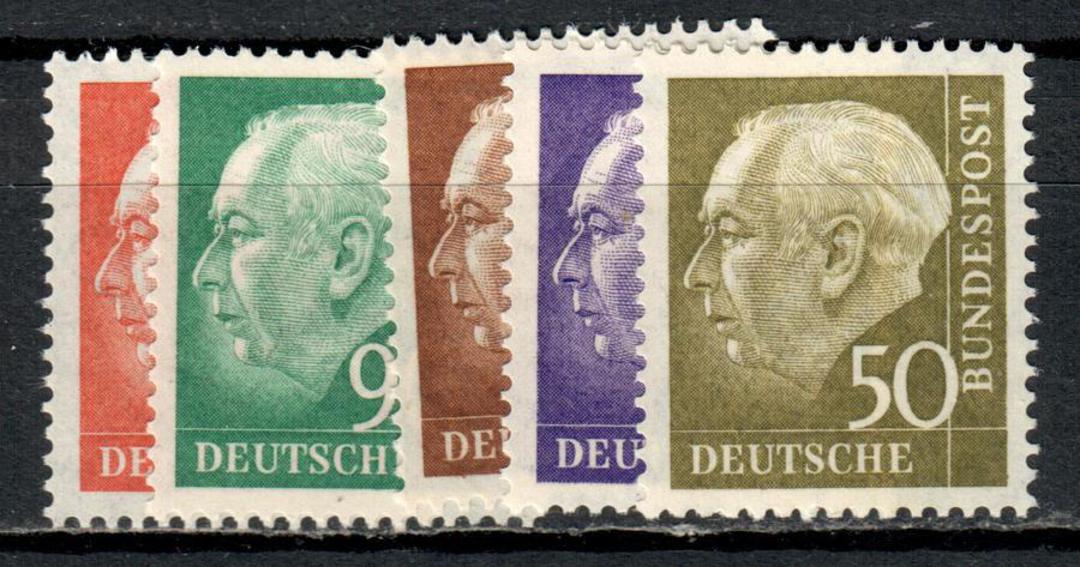 WEST GERMANY 1954 Definitives. The 5 highest values in the set of 7 in reduced size added in 1957. - 71508 - UHM image 0