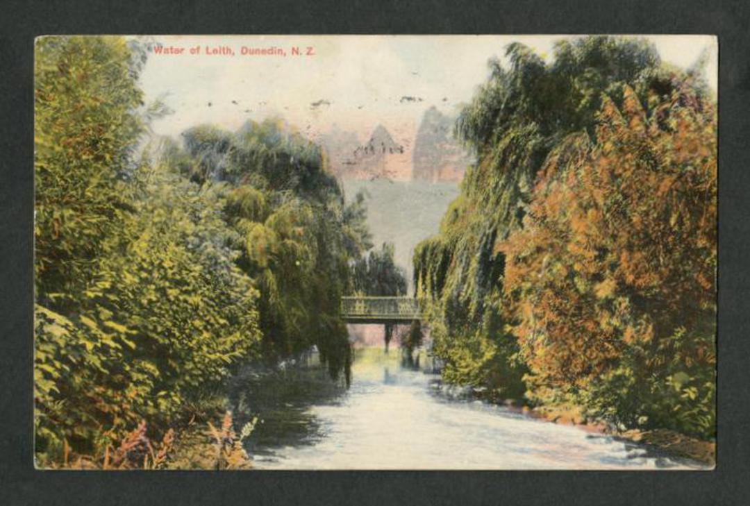 Coloured postcard of the Water of Leith Dunedin. - 49195 - Postcard image 0