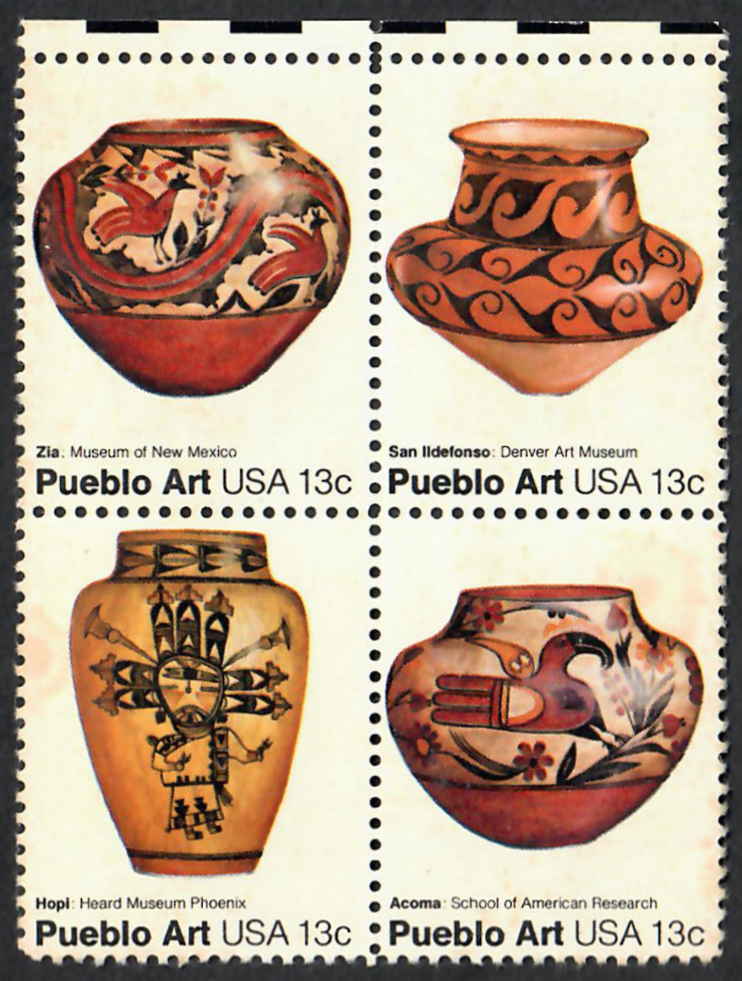 USA 1977 American Folk Art. Pueblo Art. Block of 4. - 23601 - UHM image 0
