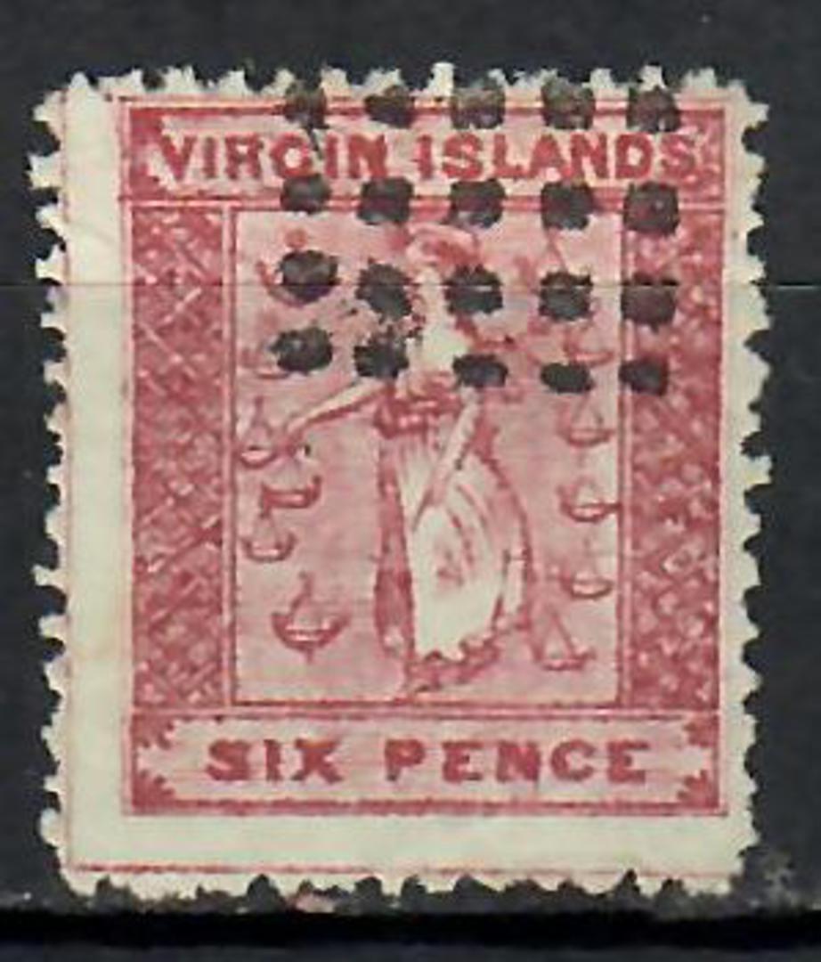 BRITISH VIRGIN ISLANDS 1866 Definitive 6d Rose. No Watermark. Perf 12. - 70966 - VFU image 0